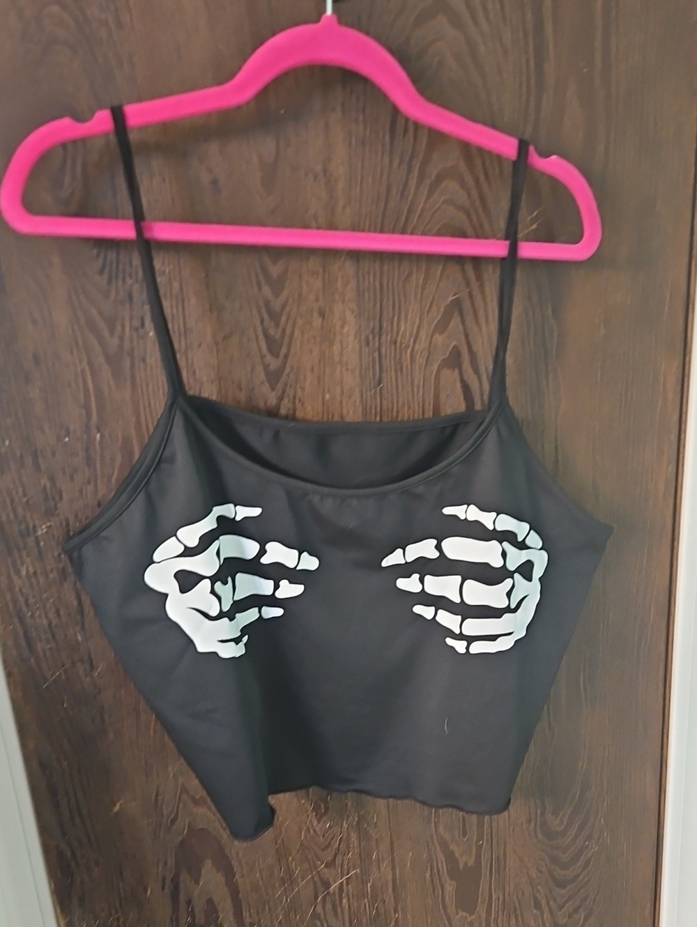 SHEIN Black Tank Top with White Skeleton Hand Print